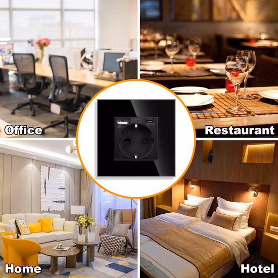 Klass Crystal Glass Wall Socket Zigbee Measurement Function Smart Socket