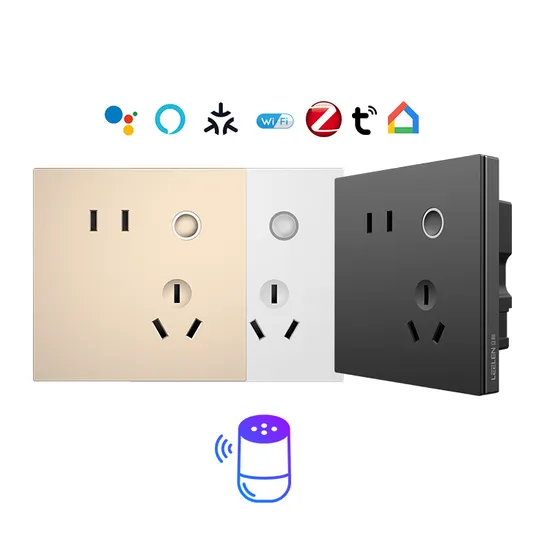 Leelen WiFi Socket Smart Tuya APP Control Alexa Voice Control Zigbee Smart Wall Socket Tempered Glass 