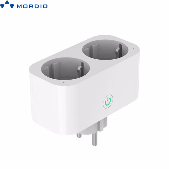 EU Standard Tuya Double Smart Socket Energy Monitor Universal 16A WiFi Smart Plug with APP Alexa Google Voice Control 