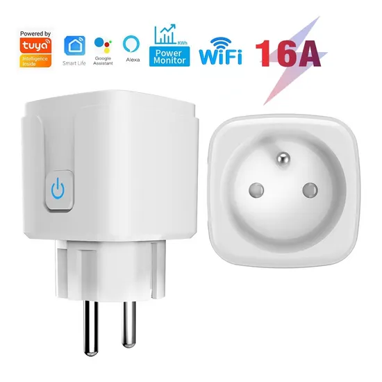 French Plug Tuya WiFi Smart Socket 16A Zigbee Smart Plug with Energy Monitor 