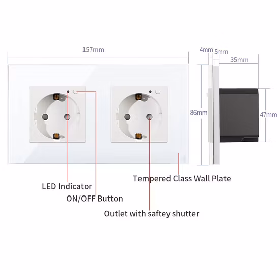 Customized Logo Brand IP66 Weatherproof Outdoor WiFi Smart Wall Power Socket 16A Double EU UK Standard Electrical Outlet